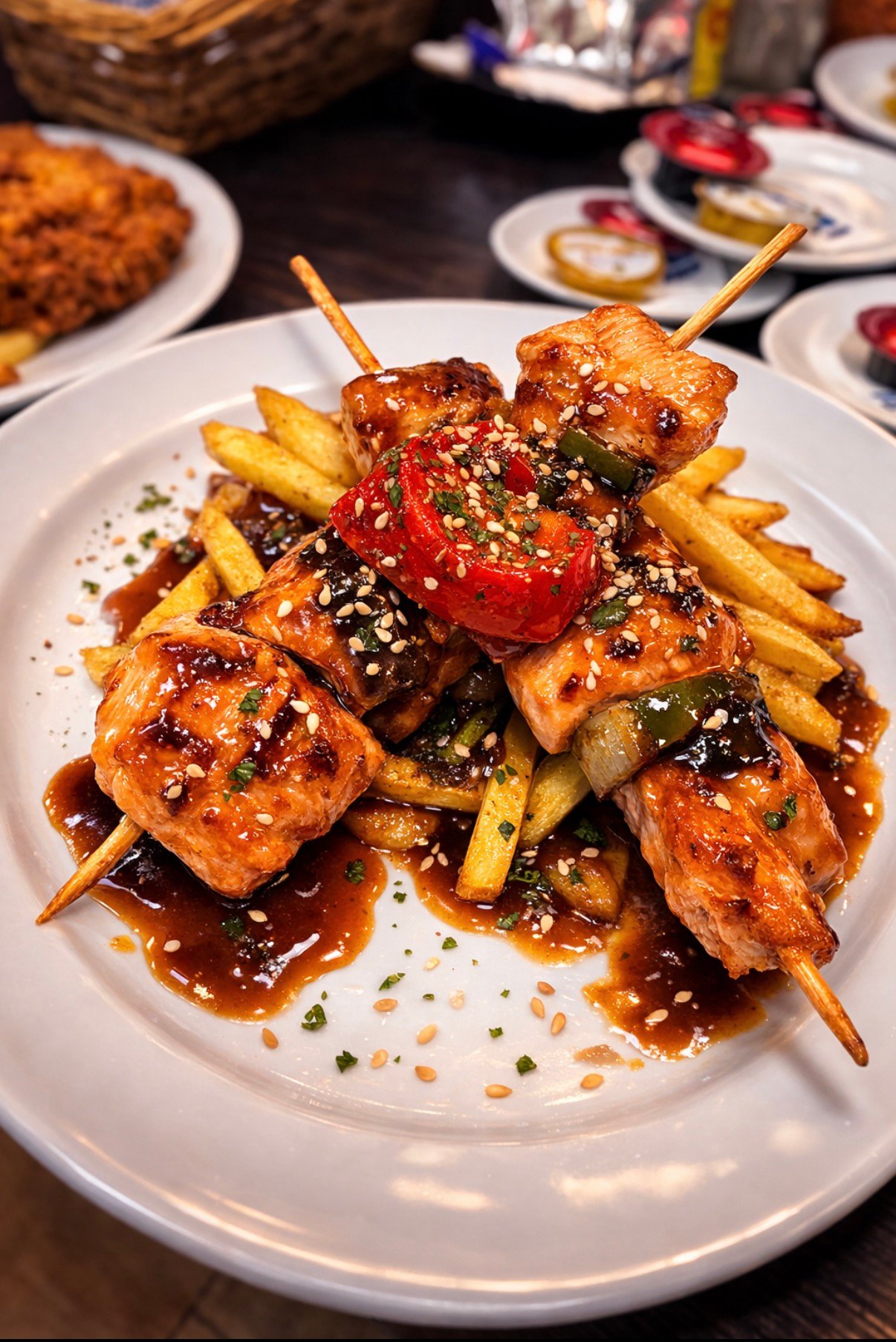Brochetas de pollo teriyaki